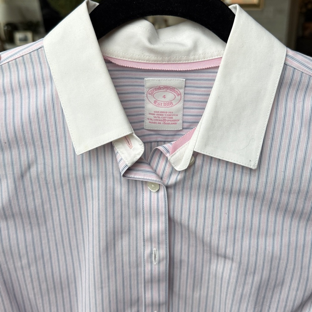Brooks Brothers - Fitted Pink and Blue Stripe Dress Shirt